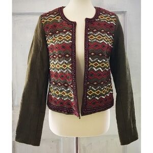 MONOPRIX femme Beaded Embroidered Boho Jacket S​​​​​